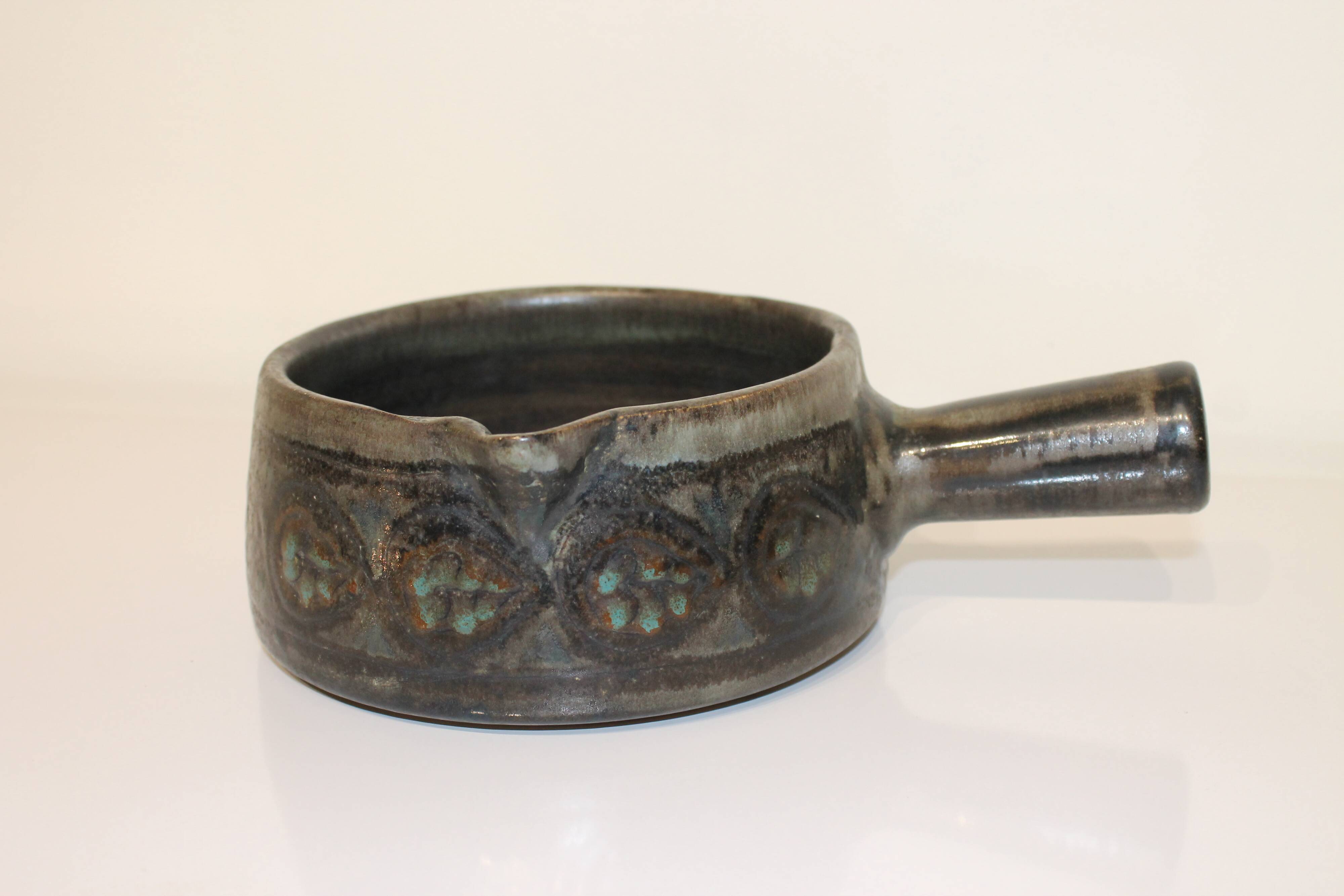 Vintage ceramic skillet by Jean De Lespinasse