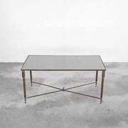 Table basse en laiton patiné et verre Maison Charles années 1960
