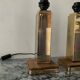 Pair of Hollywood Regency brass table lamps from the 1970s.
