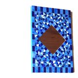 Rectangular mirror in blue mosaics, 90s - 30x20cm