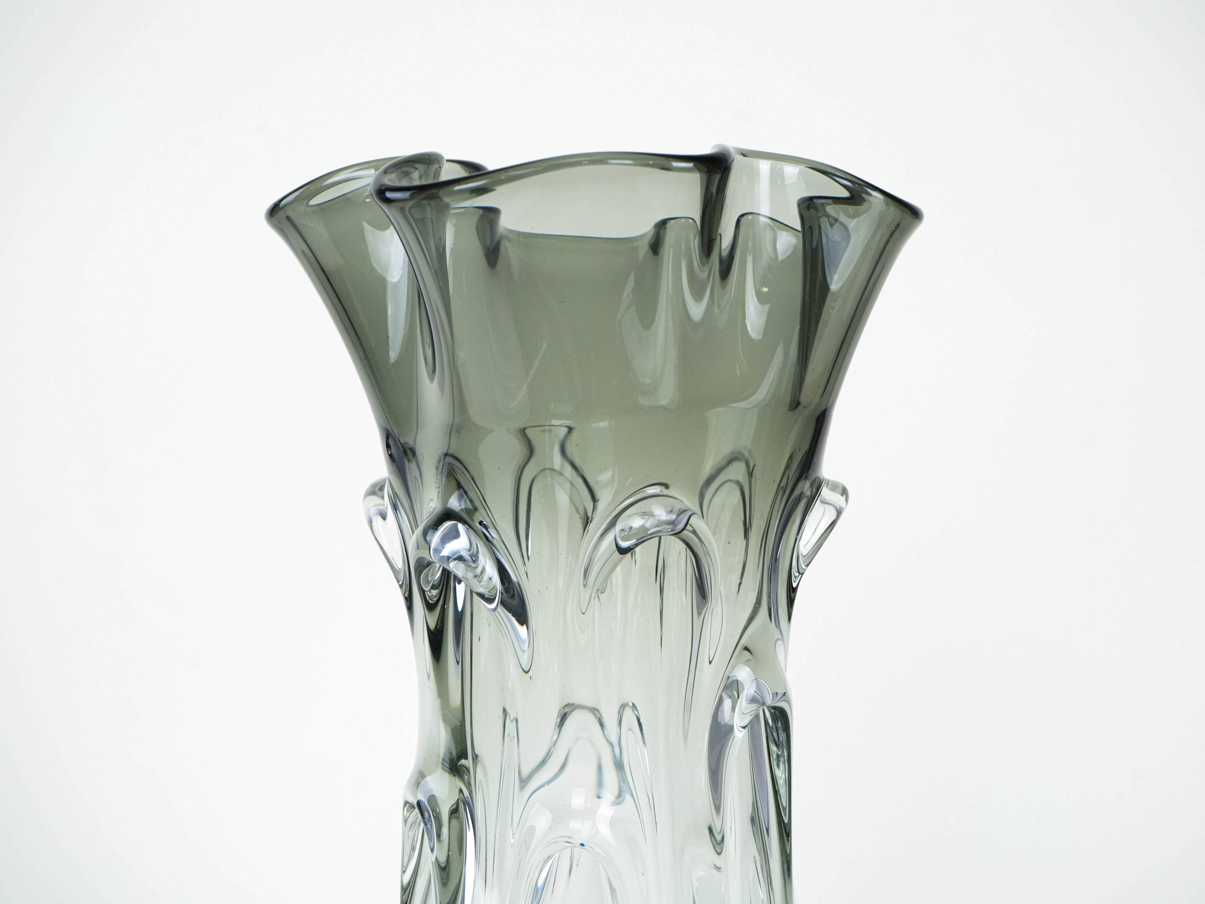 Grey vase, Murano glass, 1960s, made in Italy