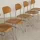 Set of 6 metal and wood school chairs  
Former Czechoslovakia 1960