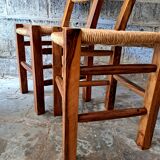 6 chaises en noyer et paillées