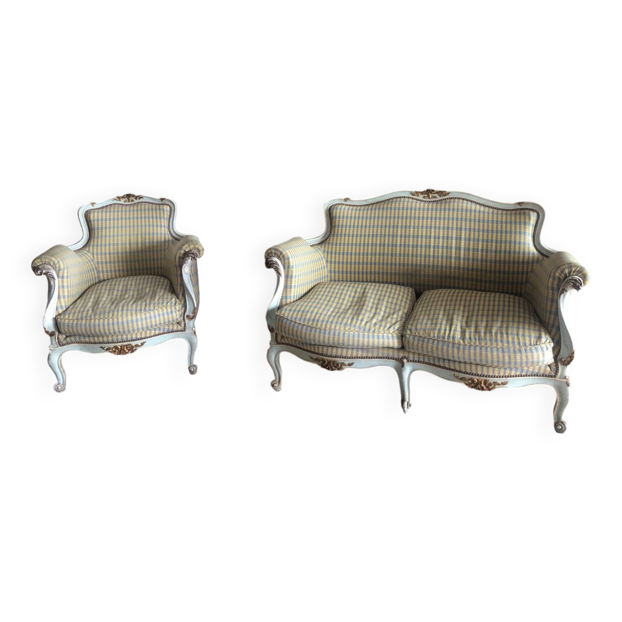 Louis XV rococo sofa and armchair
