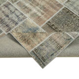 Handwoven oriental vintage 172 cm x 242 cm grey patchwork rug