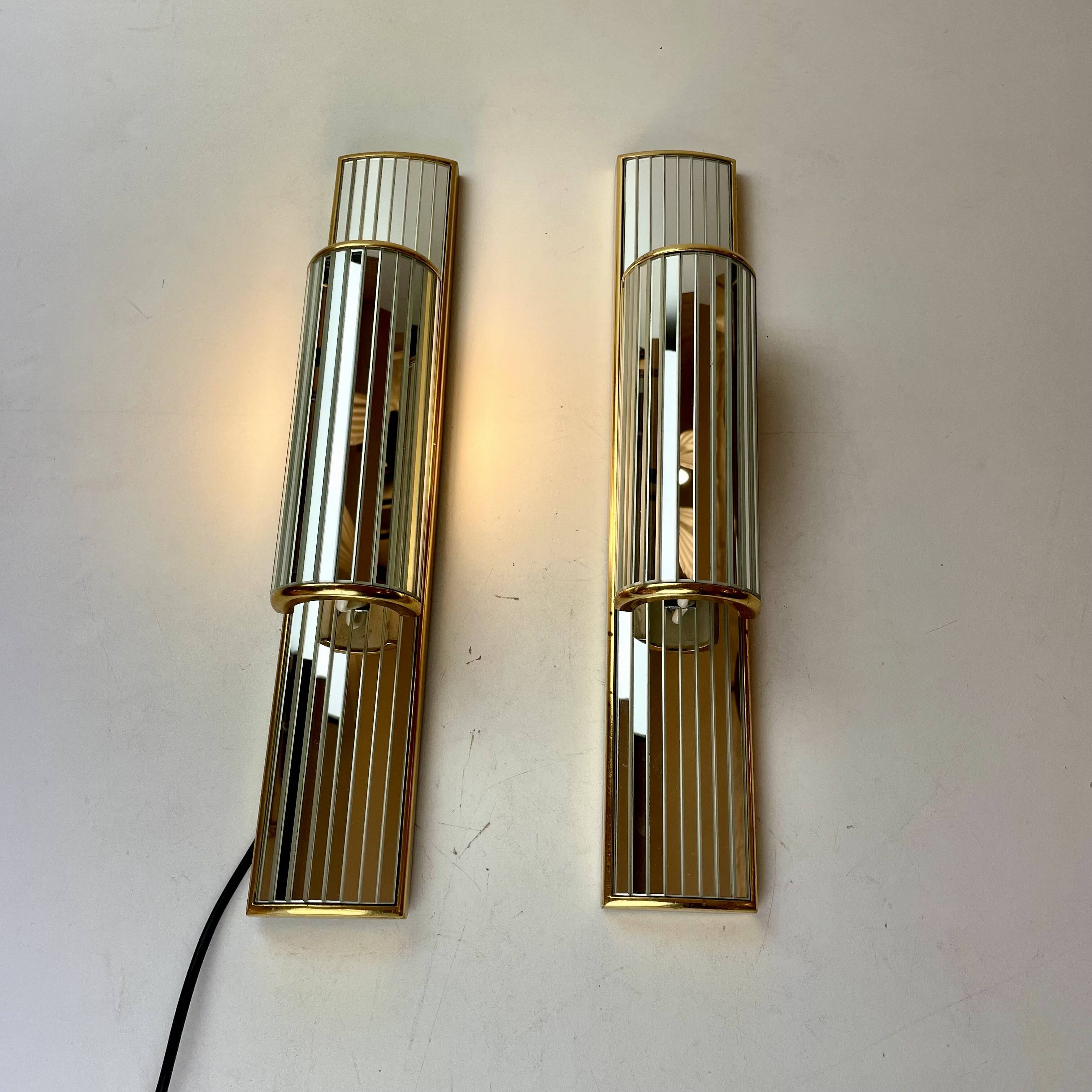 Pair of Mirrored Sconces by Deknudt, 1980s