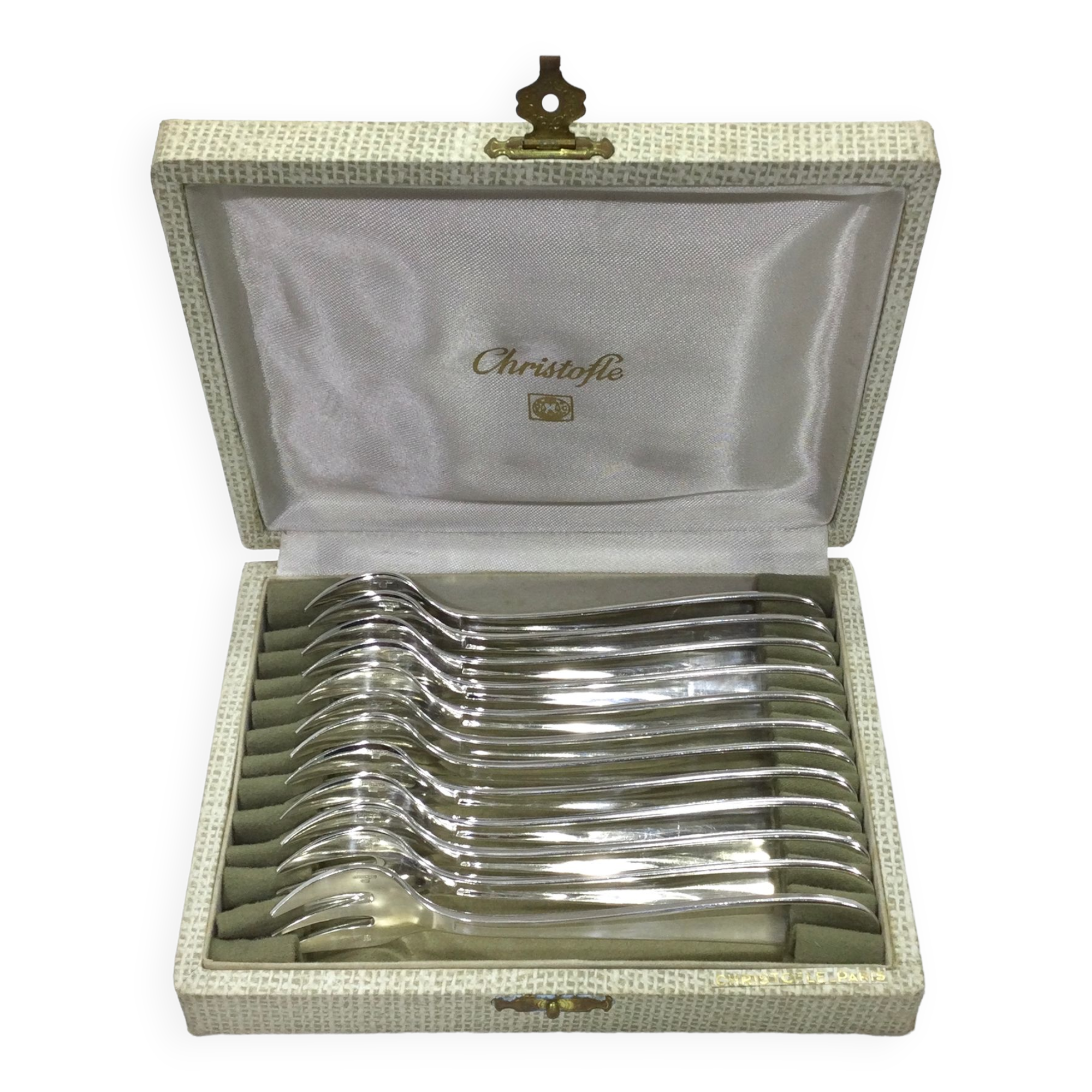 12 dax oyster forks Christofle