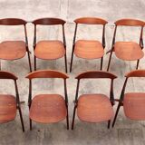 Set of 8 dinning chairs model 71, Arne Hovmand Olsen for Mogens Kold, 1960s