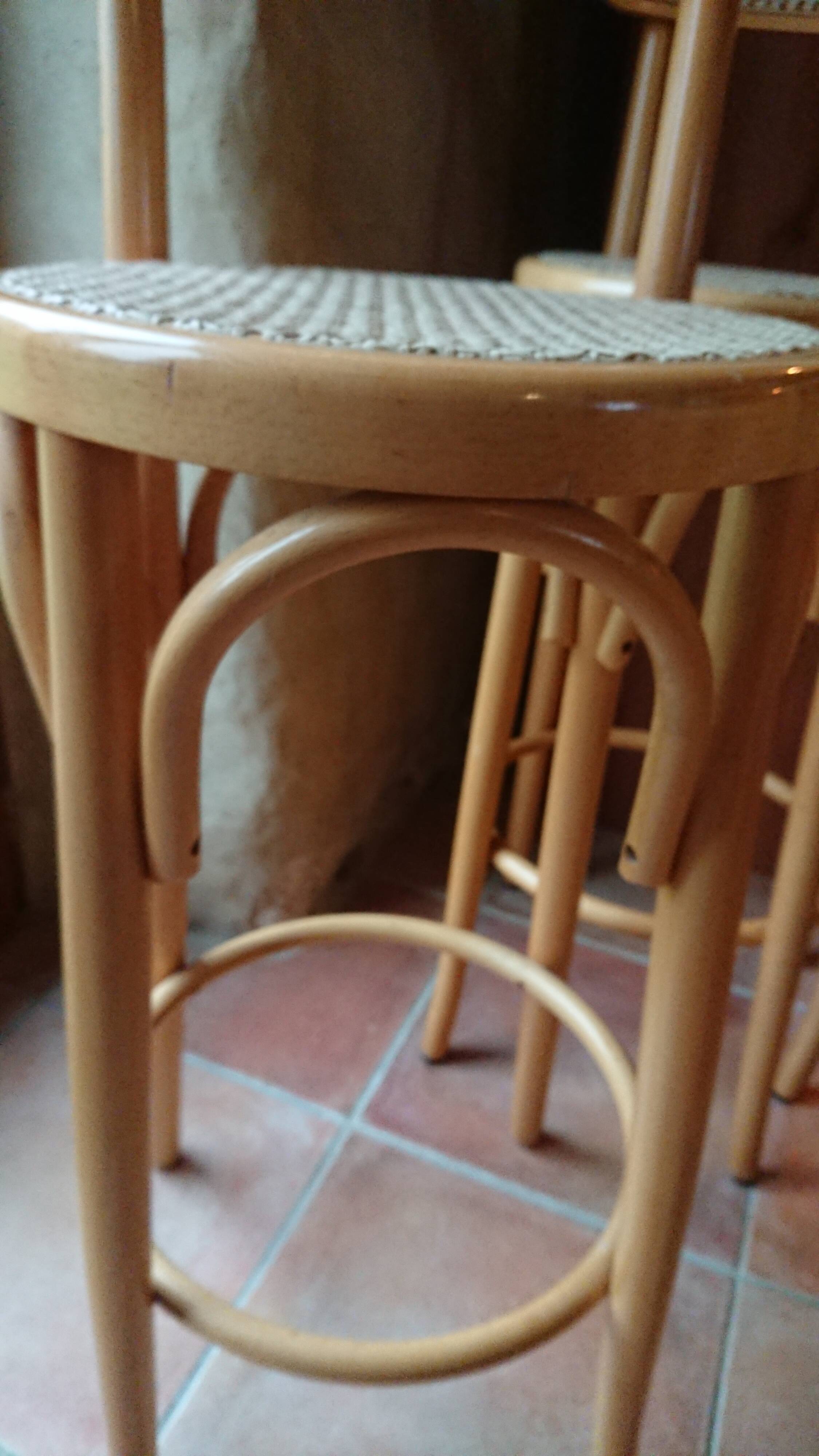Bar stool caned curved wood