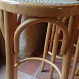 Bar stool caned curved wood