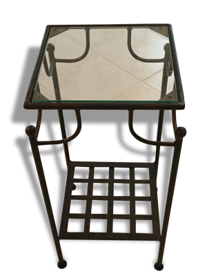 table en fer forgé et verre