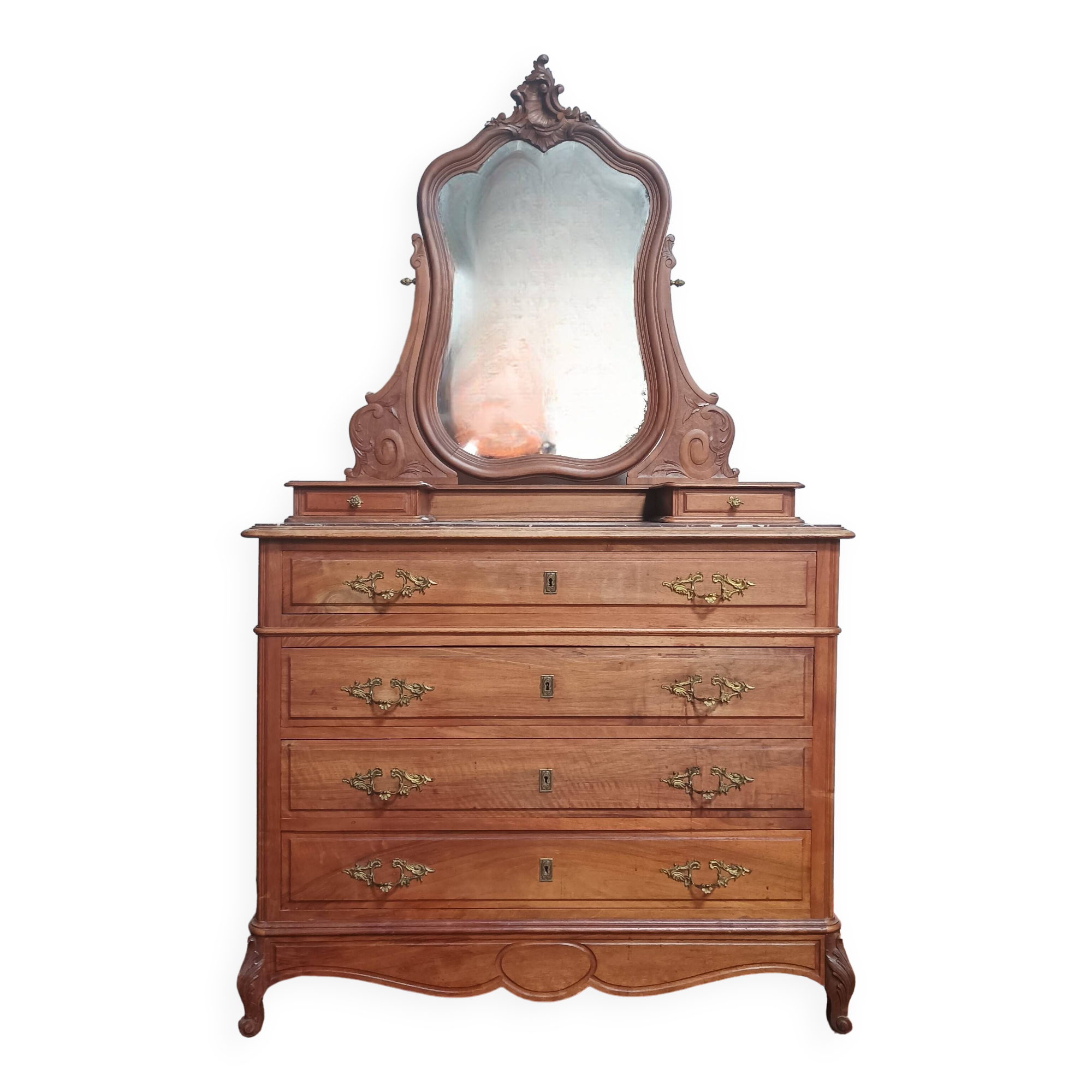 Louis XV walnut dressing table chest of drawers