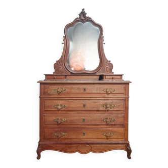 Commode coiffeuse Louis XV en noyer