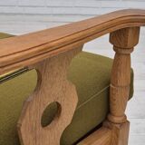1970s, Danish 3 seater sofa, original condition, furniture wool, solid oak wood.