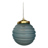 Vintage globe pendant light in blue frosted glass