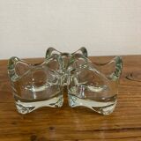 Trio of thick glass tea light candle holders