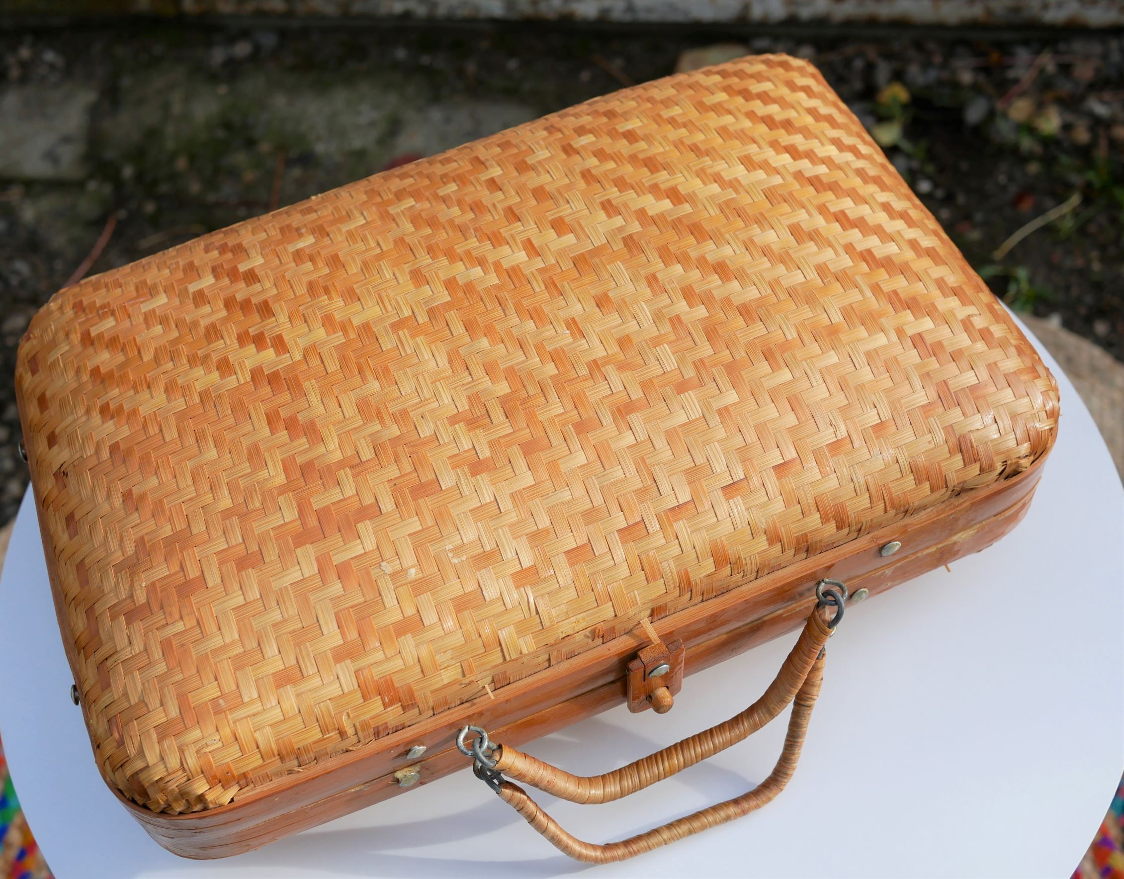 Suitcase vintage wicker