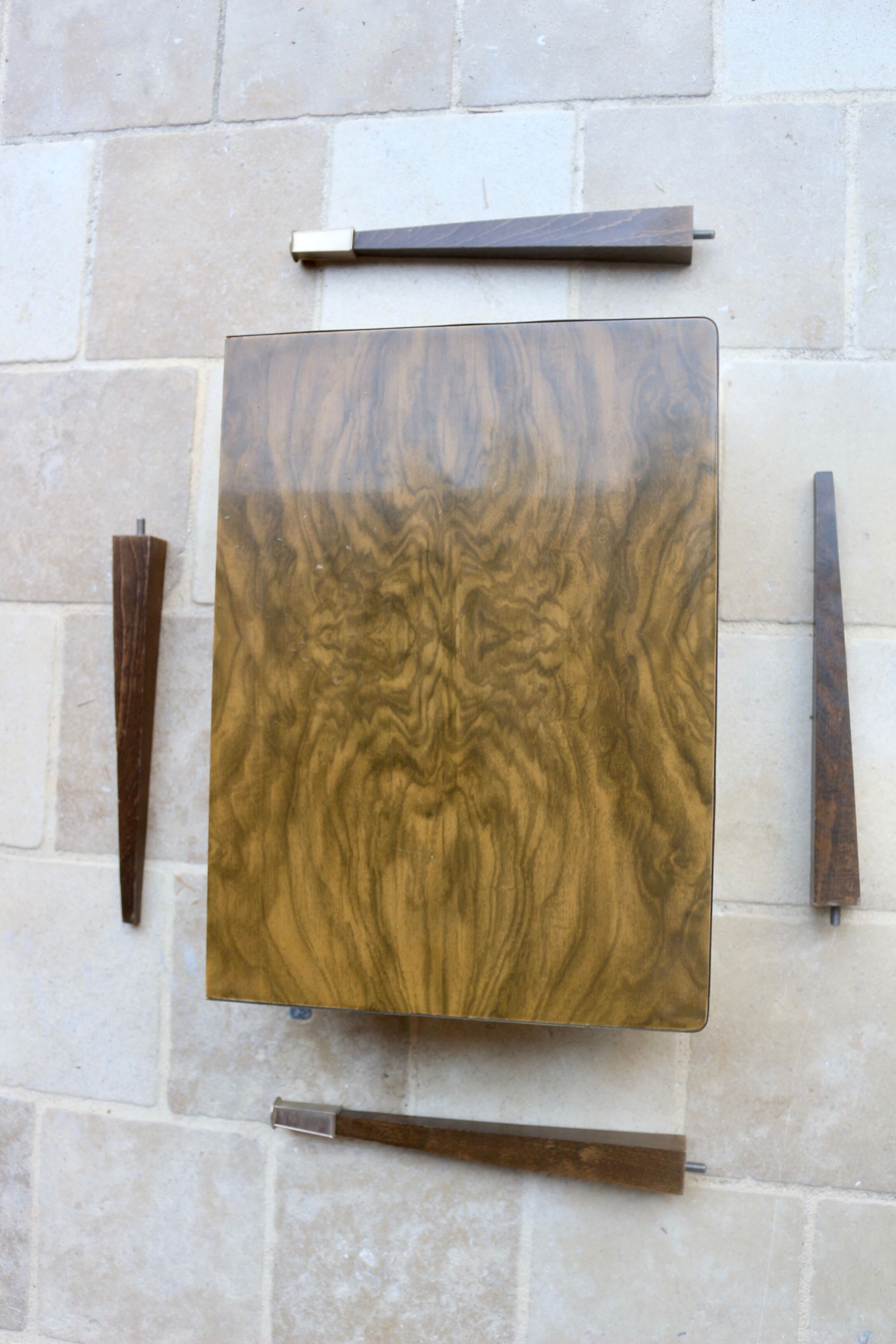 Pair of bedside table varnished wood 60s