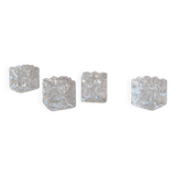 Set of 4 chiseled glass candle holders