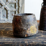Old pot carved in wood