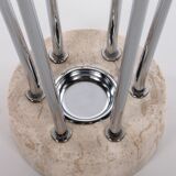 Italian Architectural Travertine Chrome Coat rack, 1960s