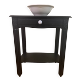 Small Art Deco console reinterpreted – matte black wood with drawer