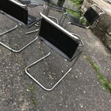 Table et chaises style bauhaus italien chrome & fumé années 1960