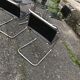 Table et chaises style bauhaus italien chrome & fumé années 1960