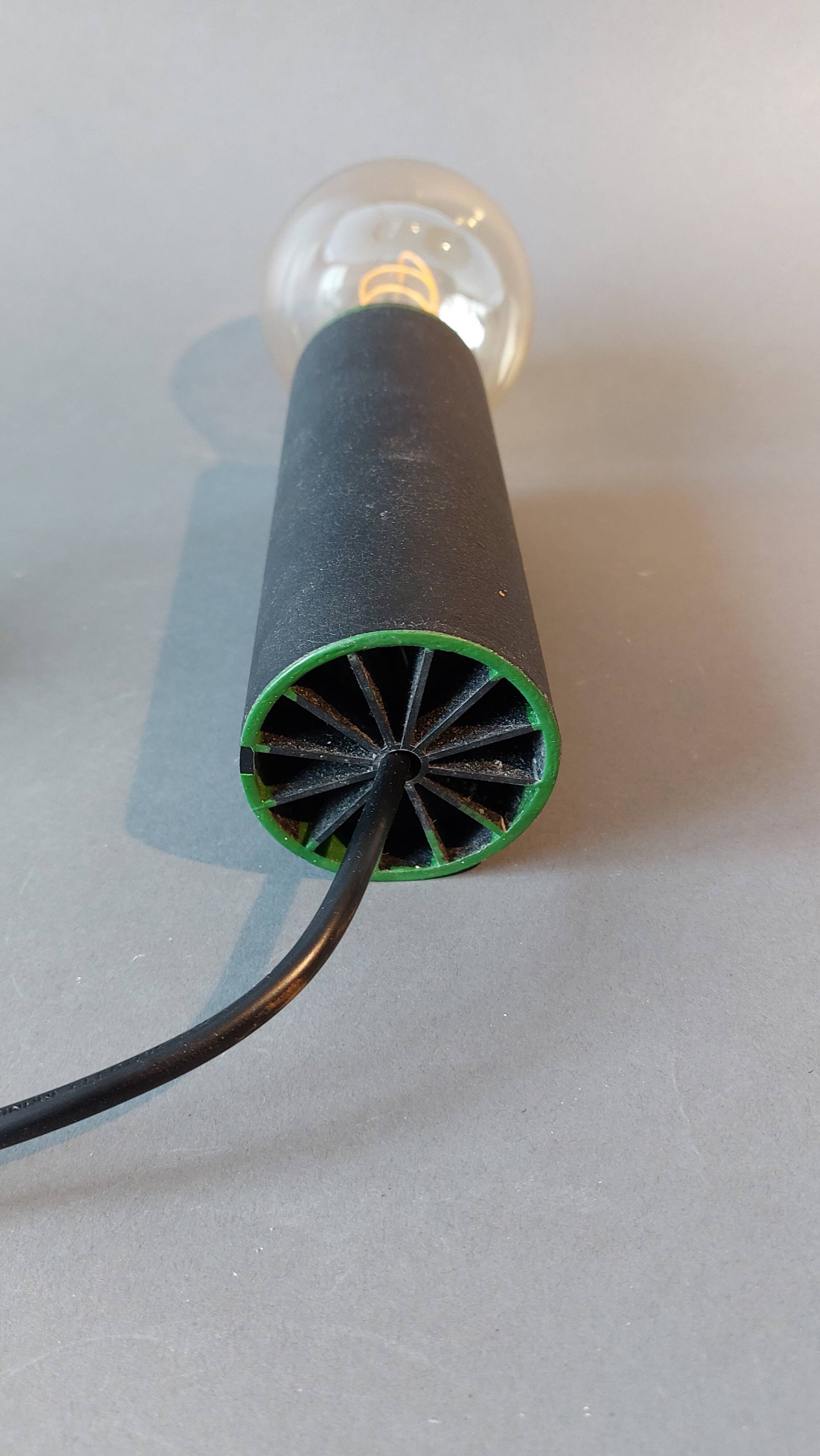 1950 pendant light in metal covered in vintage skaï.