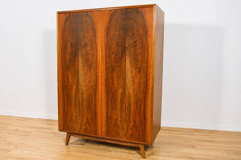 Mid-Century Walnut Wardrobe Designed by Bohumil Landsman for Jitona Soběslav, Czechoslovakia, 1960s