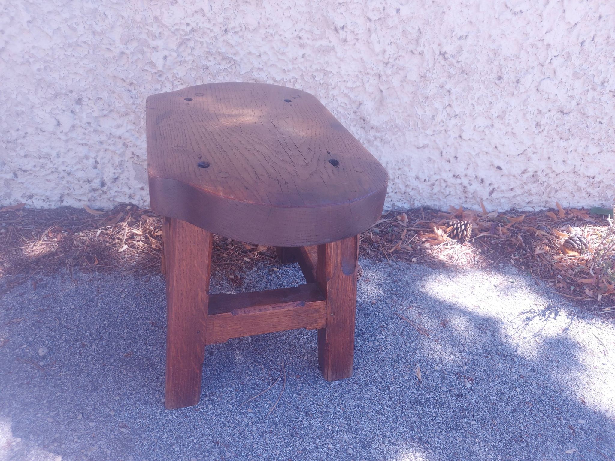 Brutalist wooden stool