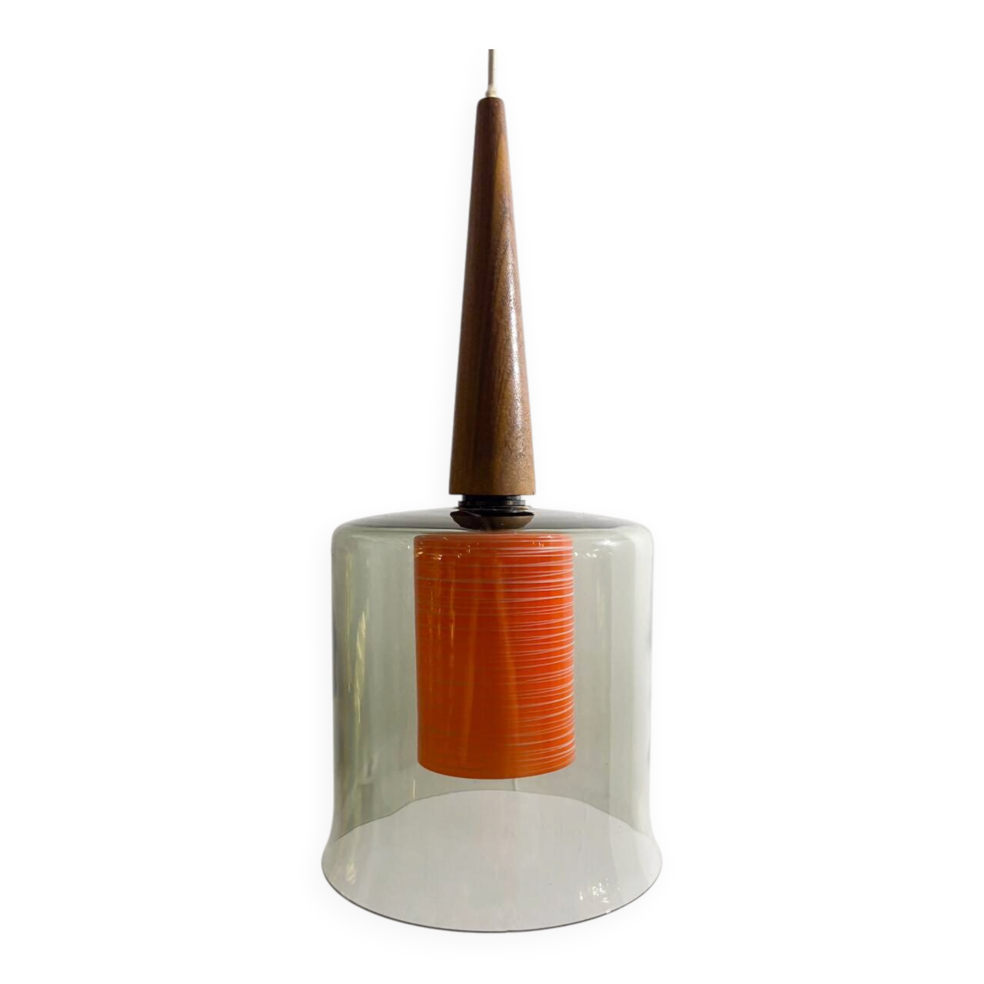 Suspension scandinave en verre et teck, années 1960