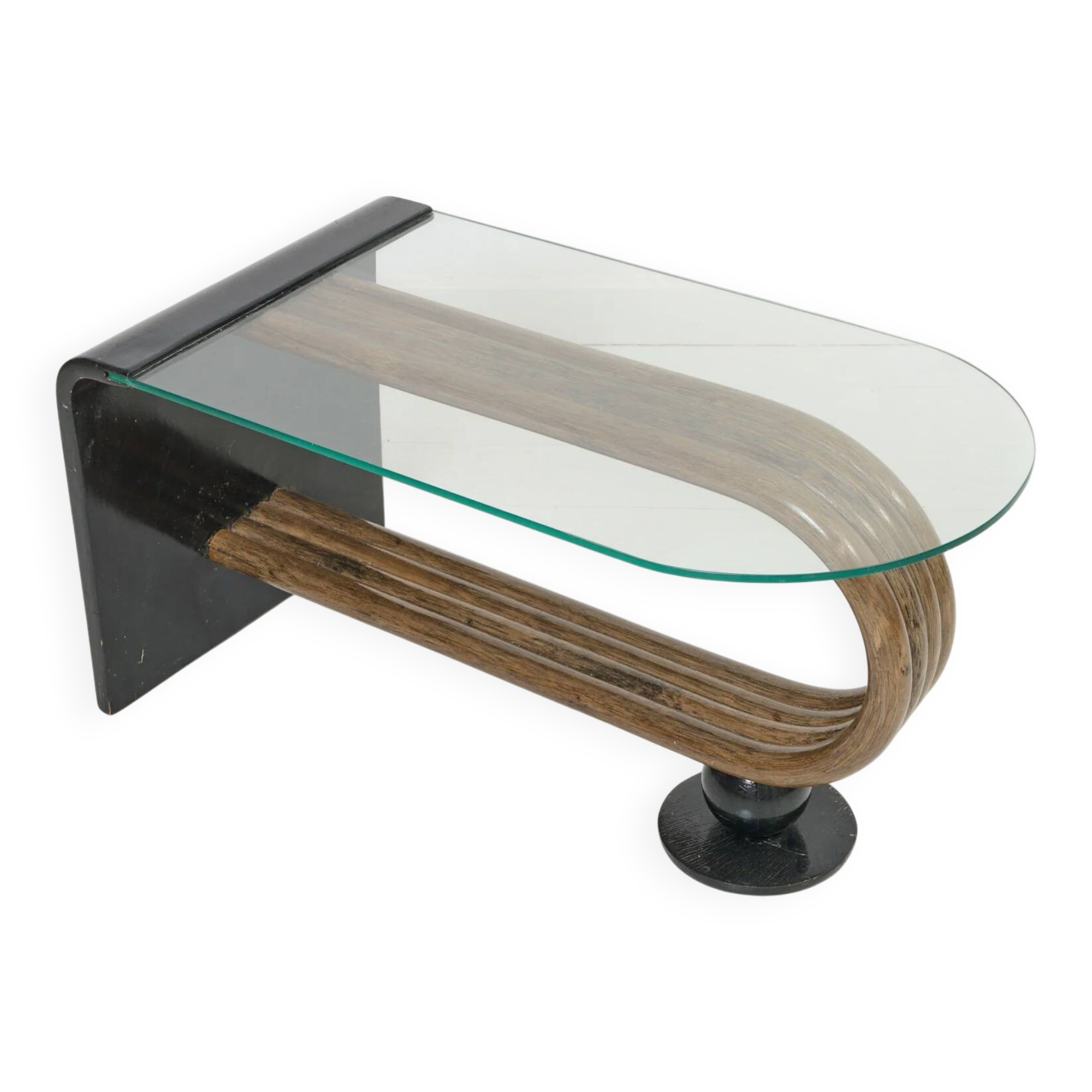 Curved wooden coffee table, 1960-70