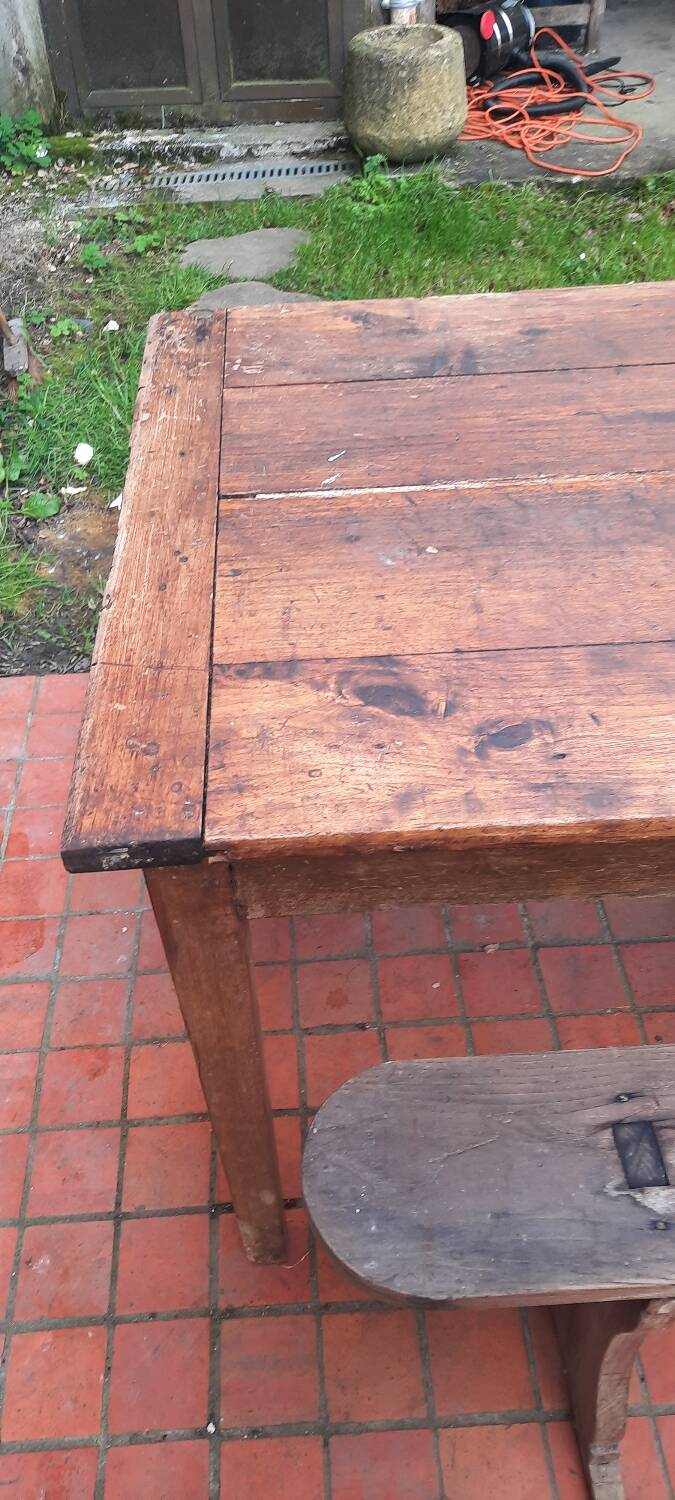 Farm table and pair of benches