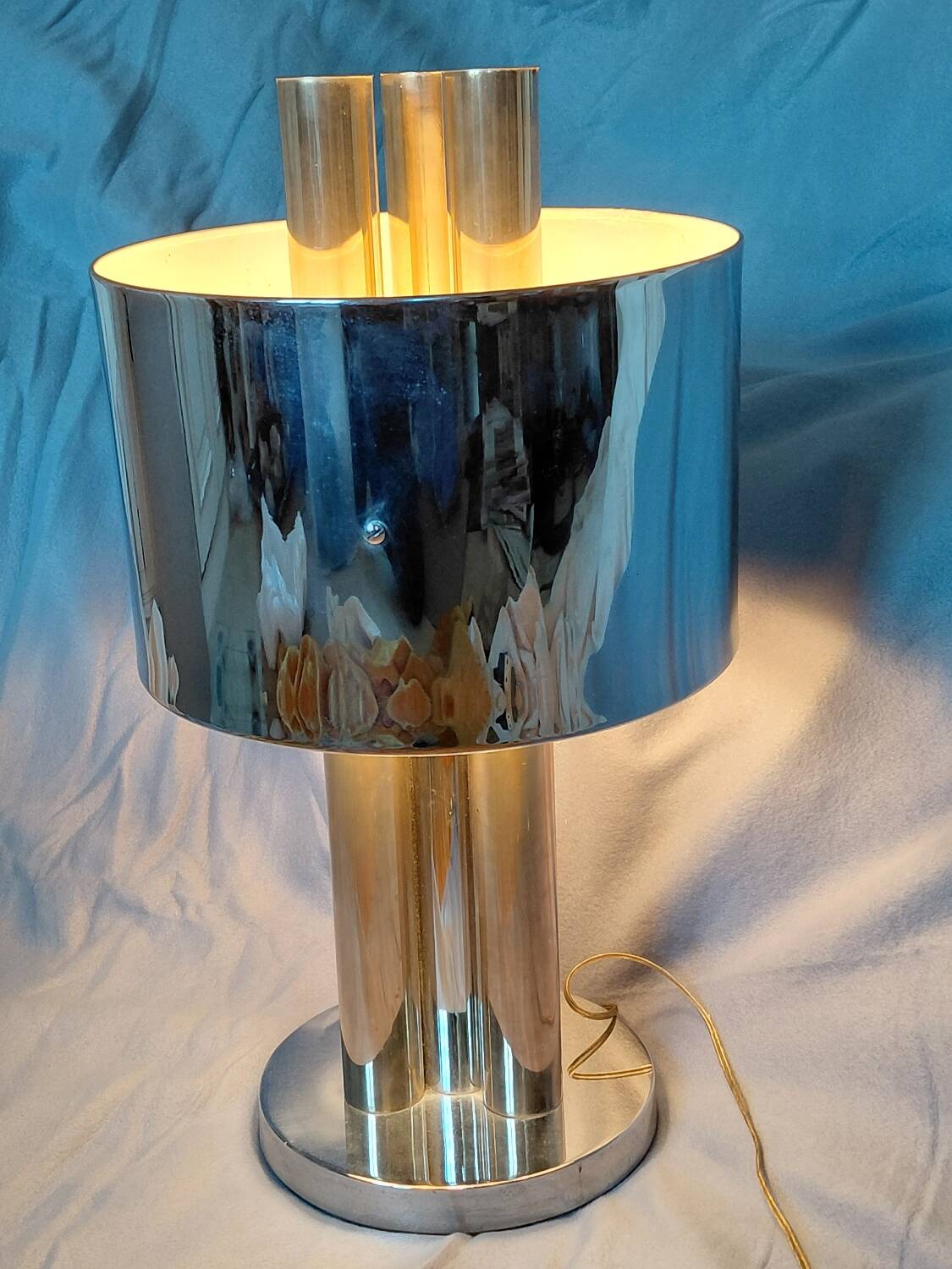 Vintage 1970s metal tubular lamp