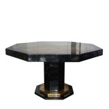 Table de salle à manger de forme hexagonale laquée noire