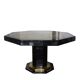 Dining room table in black lacquered hexagonal shape