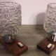 Paire de lampes de chevet verre et bois