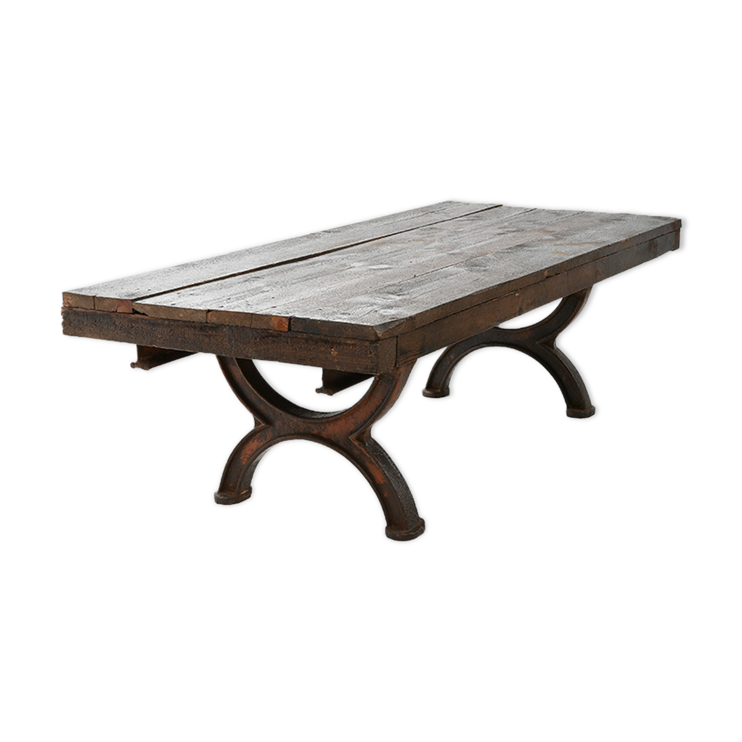 Table basse en fonte et bois