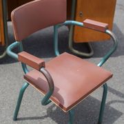 School teacher's chair in imitation leather and tubular metal