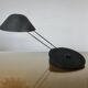 1980s lamp, Memphis style, chrome metal and granulated black paint.
