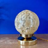 Beautiful table lamp, vintage Art Deco glass globe from Clichy in pink. Diameter