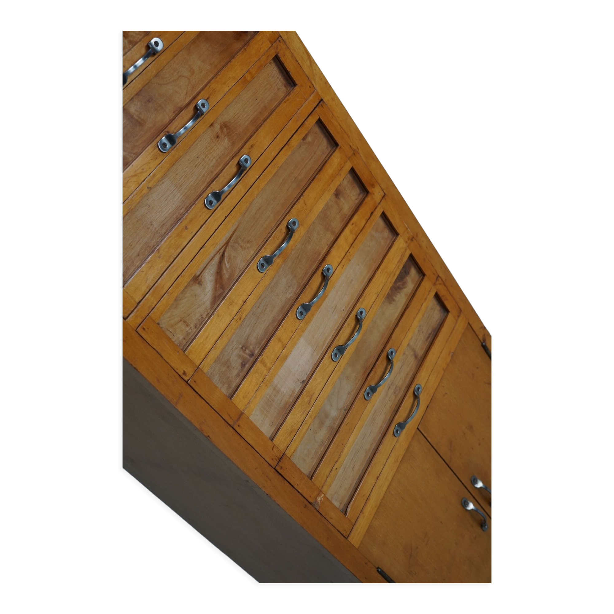 Vintage italian beech haberdashery shop cabinet, 1950s