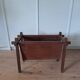 Danish Skjøde Skjern teak and suede magazine rack