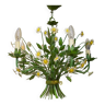 Lustre à cinq bras en tôle italienne à fleurs de marguerite