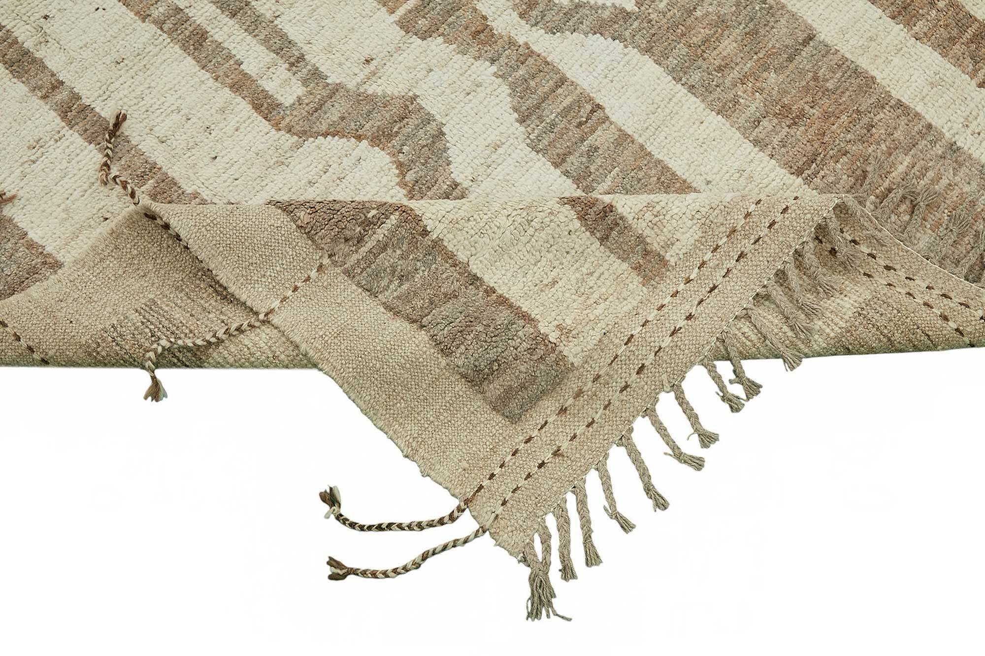 Hand-Knotted Turkish Contemporary 212 cm x 303 cm Beige Wool Carpet