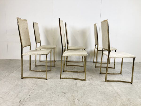 Chaises de salle à manger vintage en laiton par Belgo chrom, années 1970