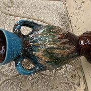 Vase amphore en barbotine, céramique émaillée de style vallauris vintage