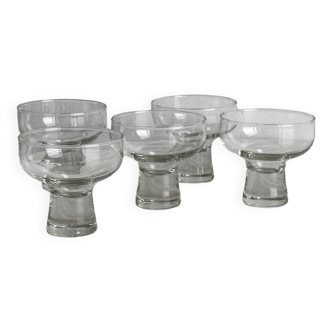 5 verres sur pied en verre épais