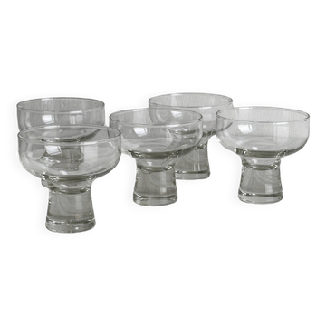 5 verres sur pied en verre épais